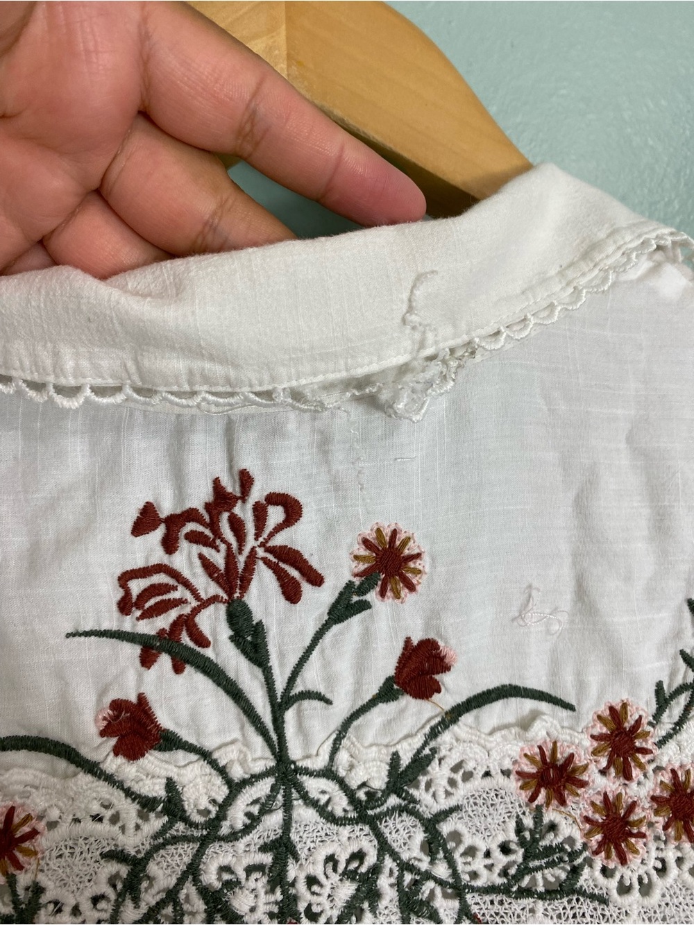Anthropologie Long-Sleeve V-Neck Eyelet Midi Dress XL White Floral - Picture 6 of 10